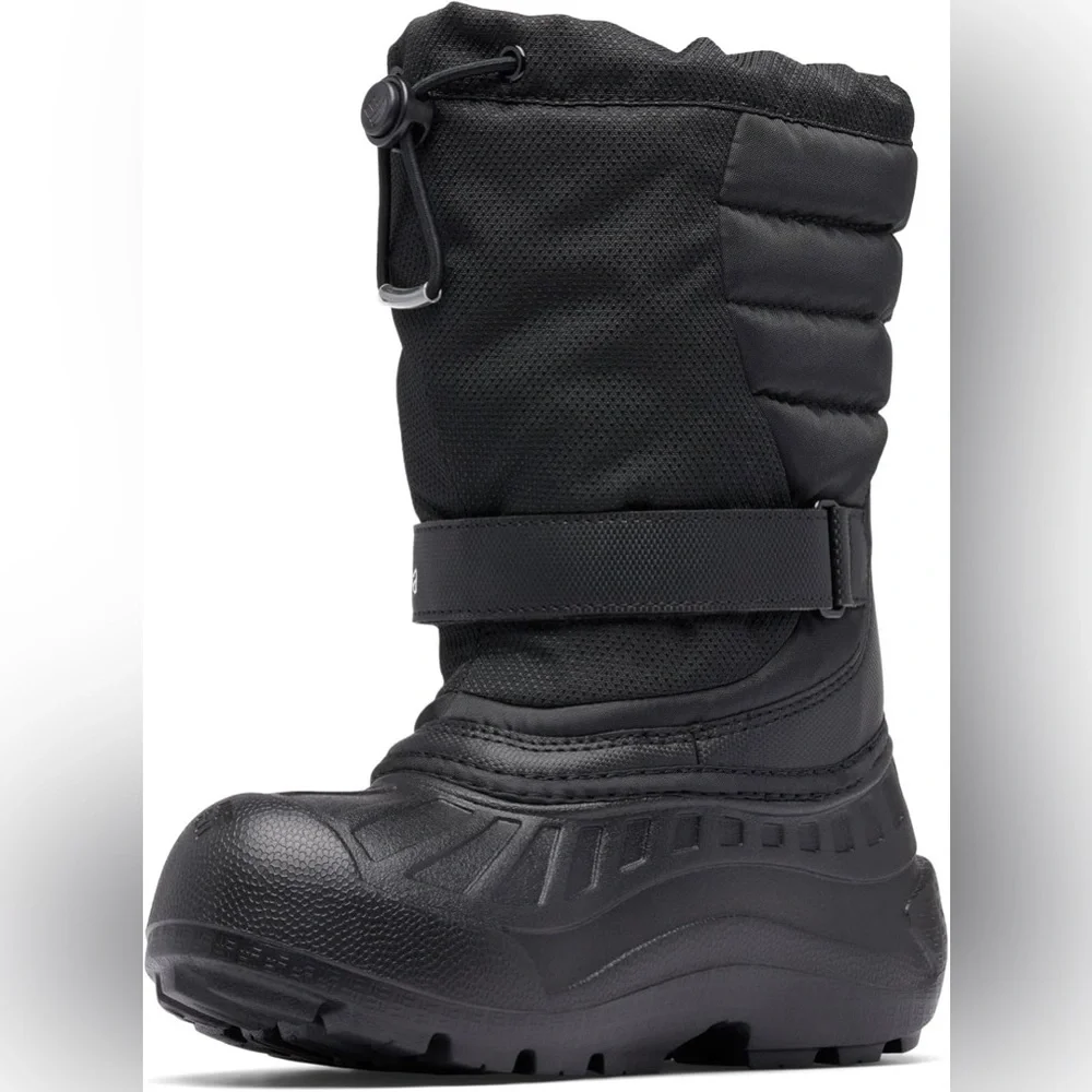 NWT Columbia Youth Powderbug Snowlite Waterproof Snow Boot, Black/White